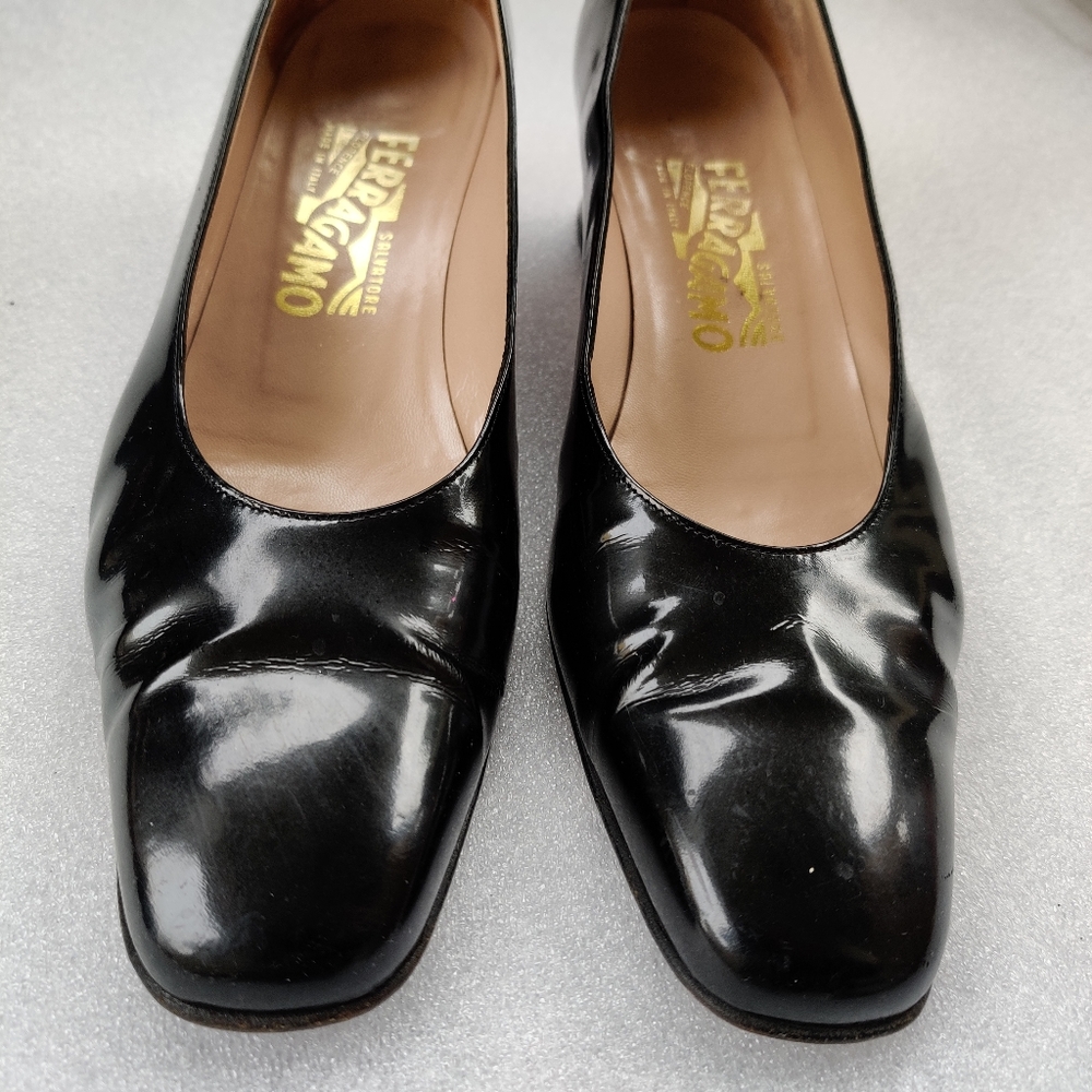 Salvatore Ferragamo Florence Heel Pump Black Shoes Gem